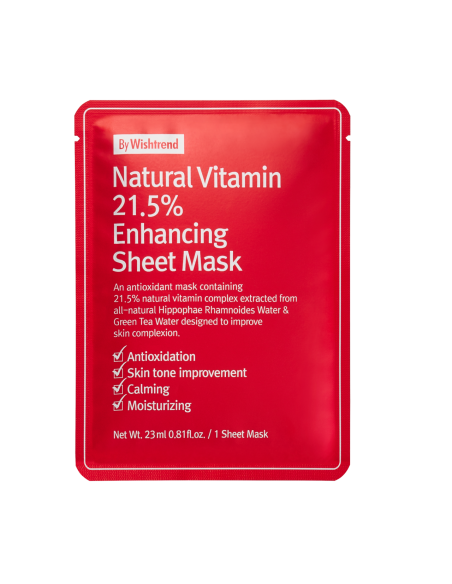 BY WISHTREND Masque Tissu Anti-tâches brunes et imperfections Natural Vitamin C Enhancing Sheet Mask