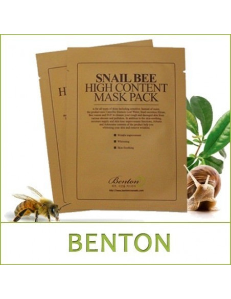 BENTON Masque au Sérum Snail Bee High Content Mask Pack à l’unité 20 gr